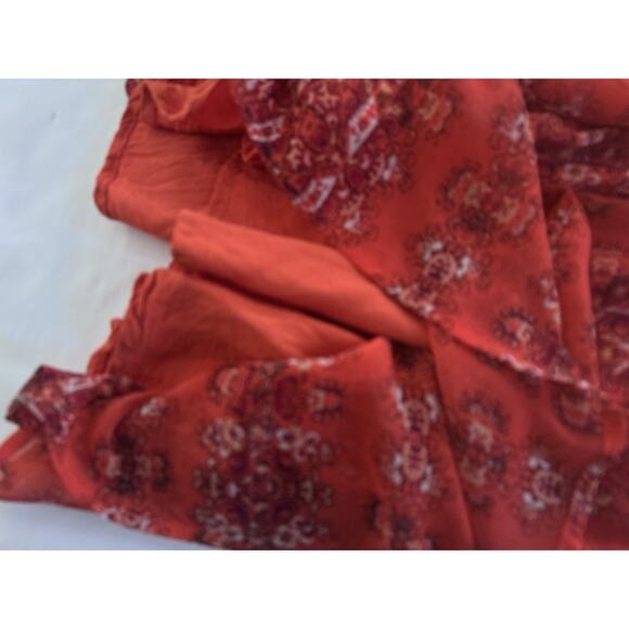 Abercrombie & Fitch Medium Dress Orange Floral Empire Waist Gray Velvet #5870 - Picture 14 of 16